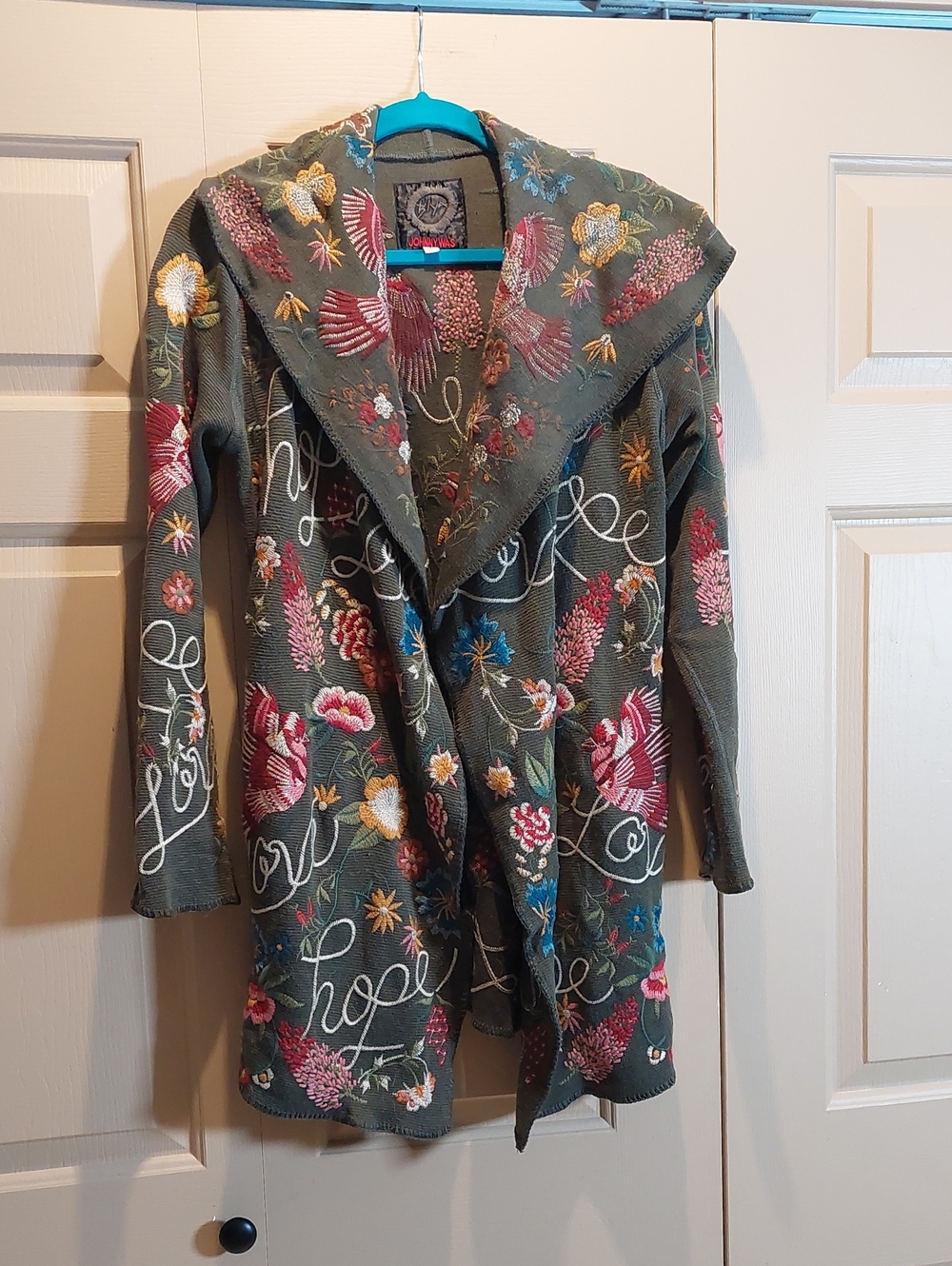 Johnny Was Olive Embroidered Floral Sweater